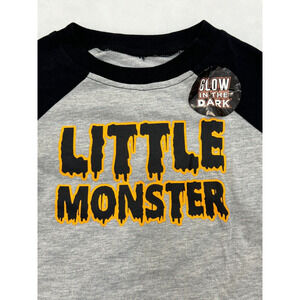 Baby Toddler Halloween Little Monster Shirt Glow in‎ the Dark Black Gray 12M